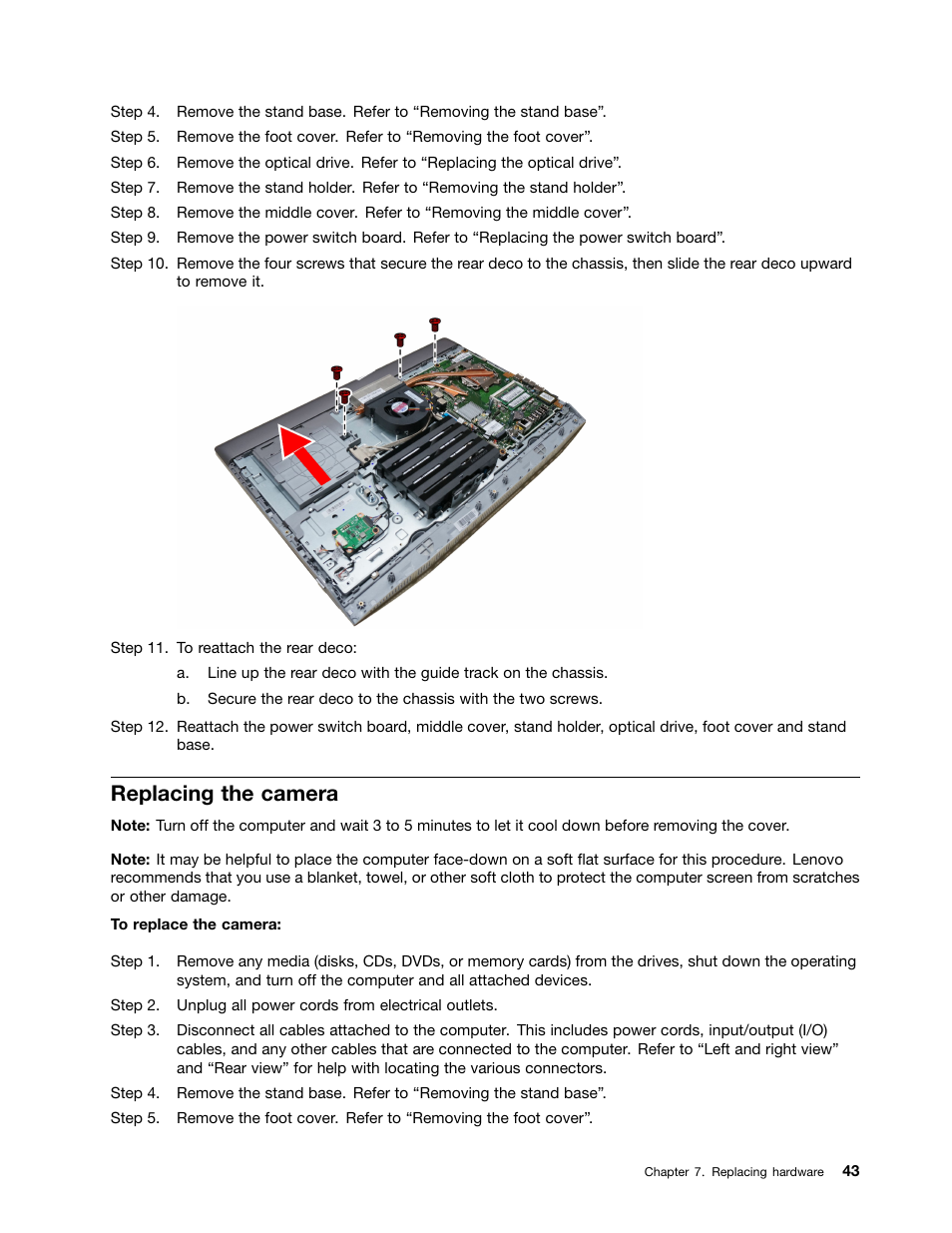 Replacing the camera | Lenovo B40-30 All-in-One User Manual | Page 49 / 63