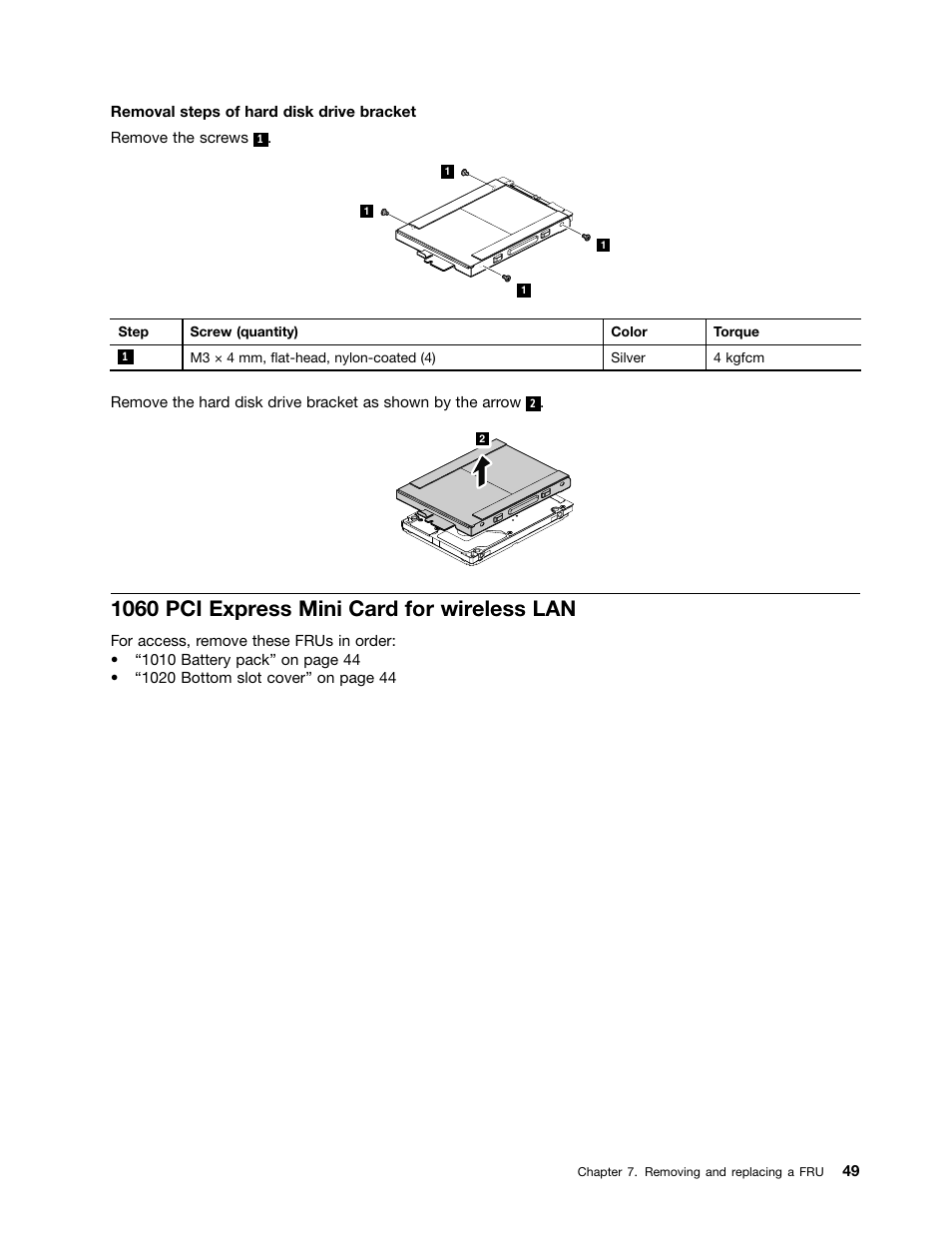 1060 pci express mini card for wireless lan | Lenovo B580 Notebook User Manual | Page 55 / 104