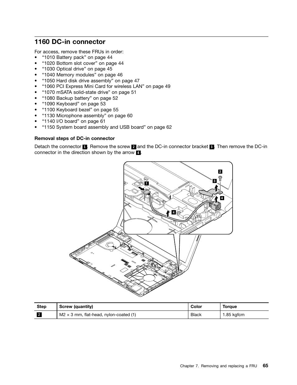 1160 dc-in connector | Lenovo B580 Notebook User Manual | Page 71 / 104