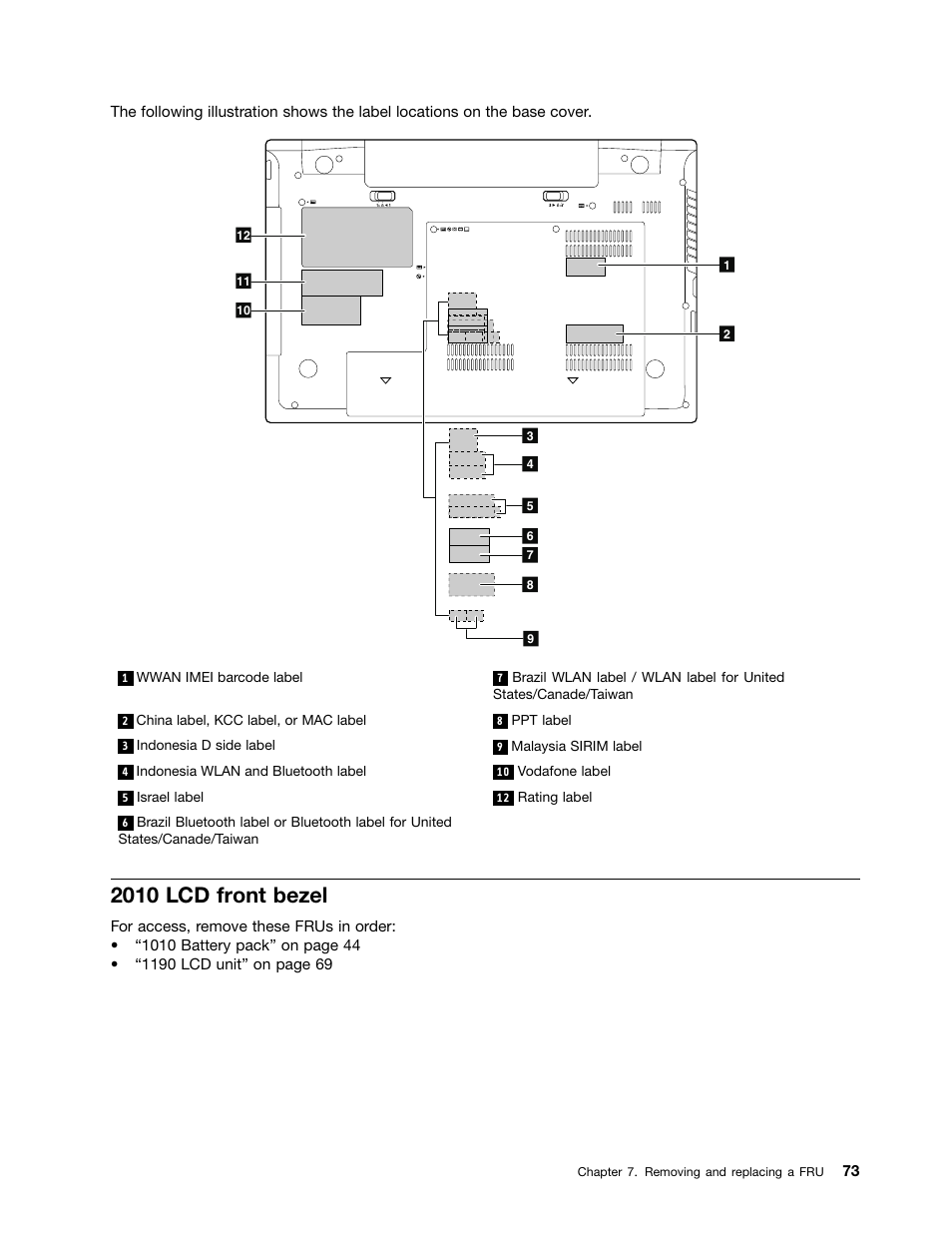 2010 lcd front bezel | Lenovo B580 Notebook User Manual | Page 79 / 104