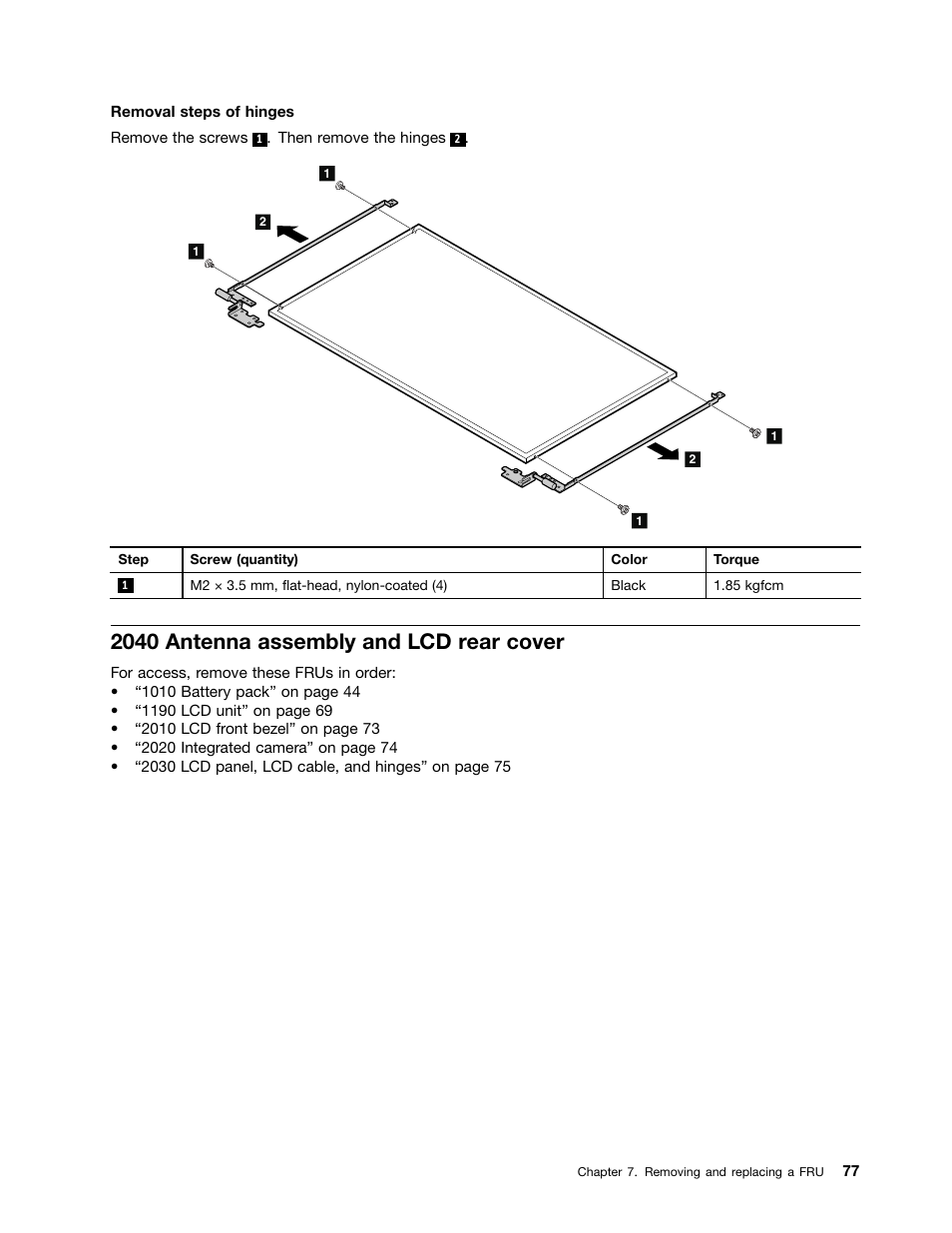 2040 antenna assembly and lcd rear cover | Lenovo B580 Notebook User Manual | Page 83 / 104