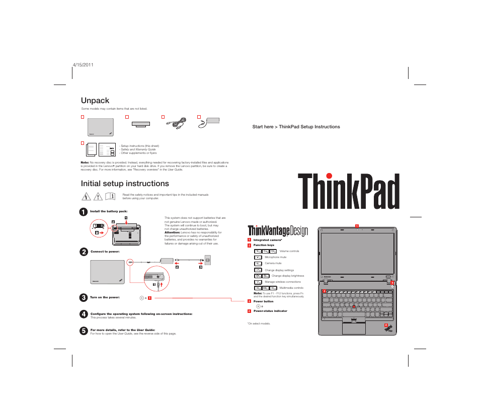 Lenovo ThinkPad Edge E325 User Manual | 2 pages