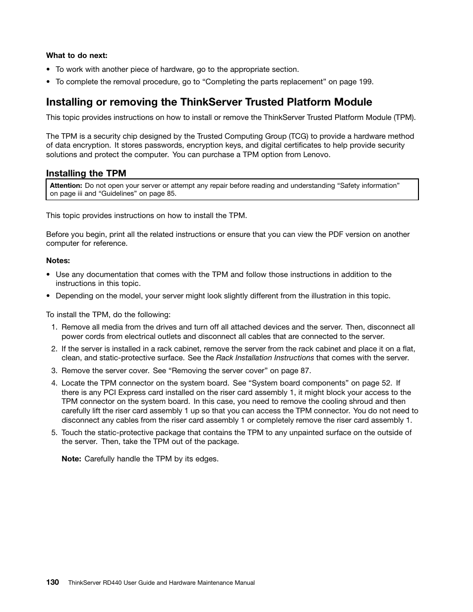 Lenovo ThinkServer RD440 User Manual | Page 142 / 240