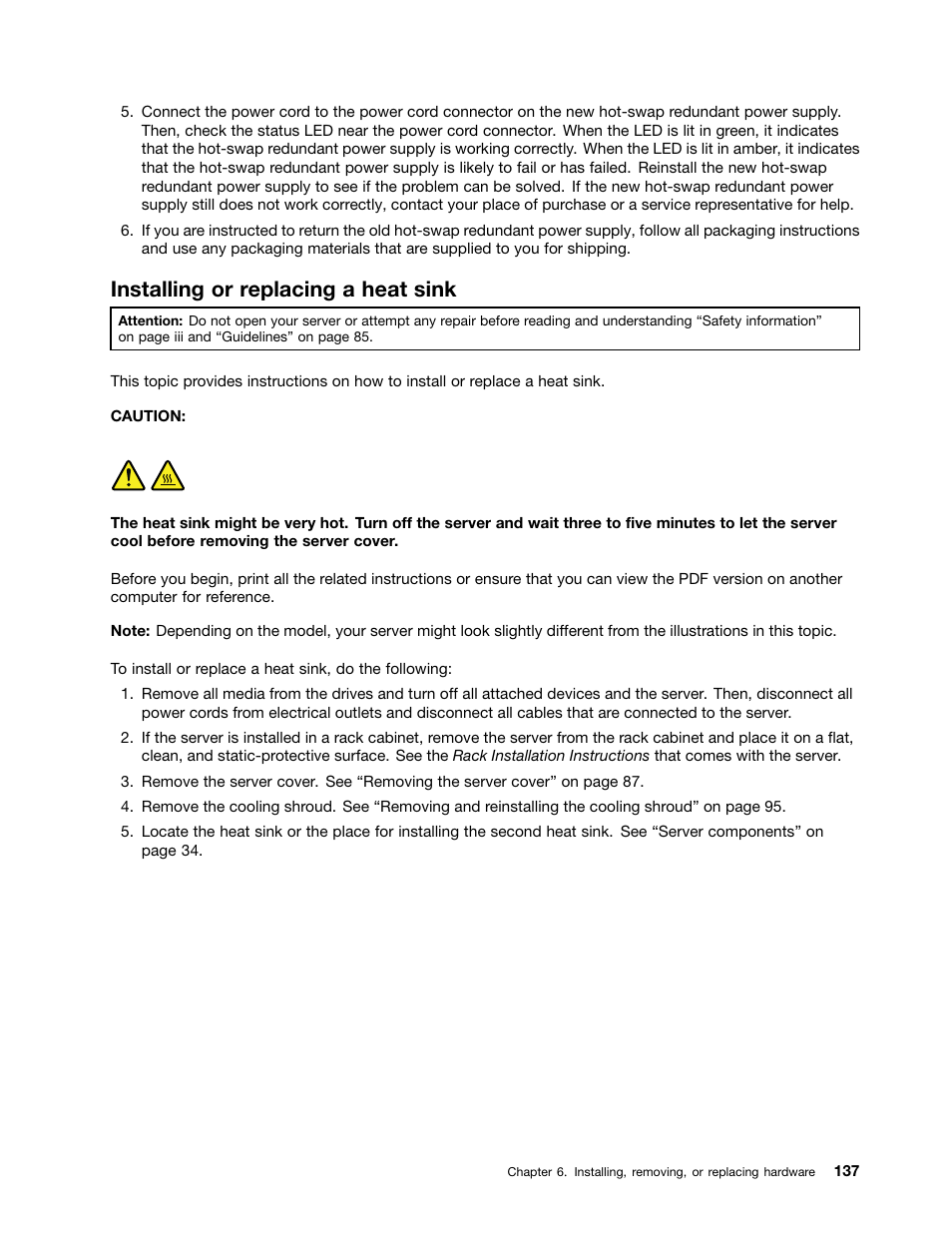 Installing or replacing a heat sink | Lenovo ThinkServer RD440 User Manual | Page 149 / 240