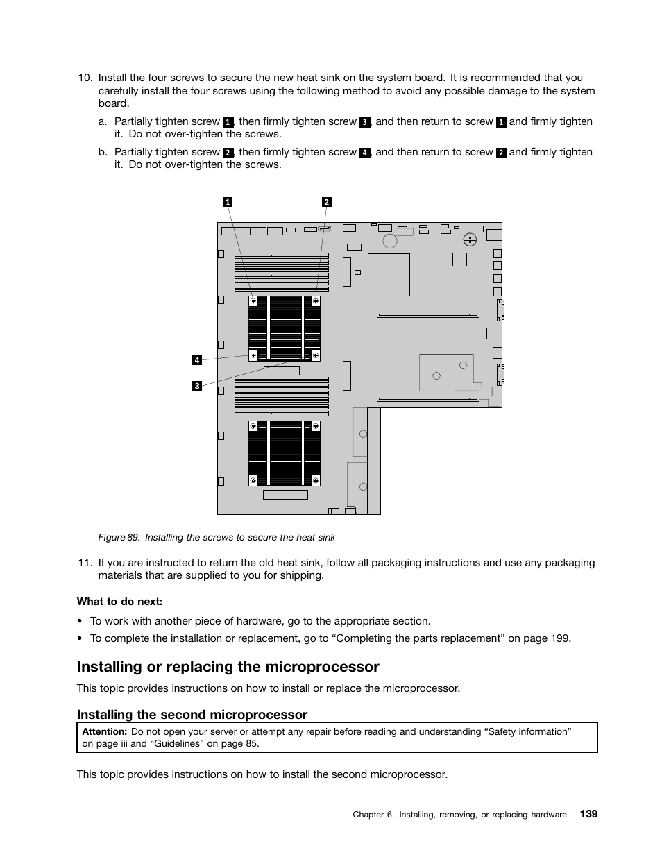 Installing or replacing the microprocessor, Installing the second microprocessor | Lenovo ThinkServer RD440 User Manual | Page 151 / 240