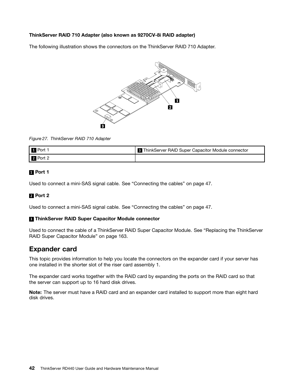 Expander card | Lenovo ThinkServer RD440 User Manual | Page 54 / 240