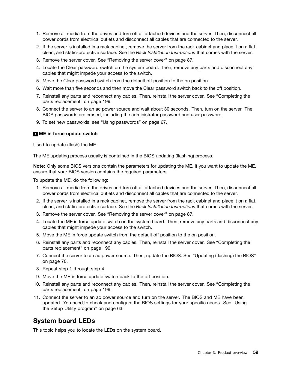 System board leds | Lenovo ThinkServer RD440 User Manual | Page 71 / 240