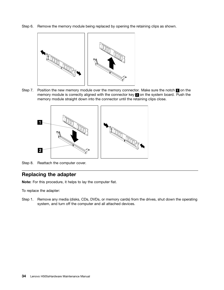 Replacing the adapter | Lenovo H505s Desktop User Manual | Page 40 / 49