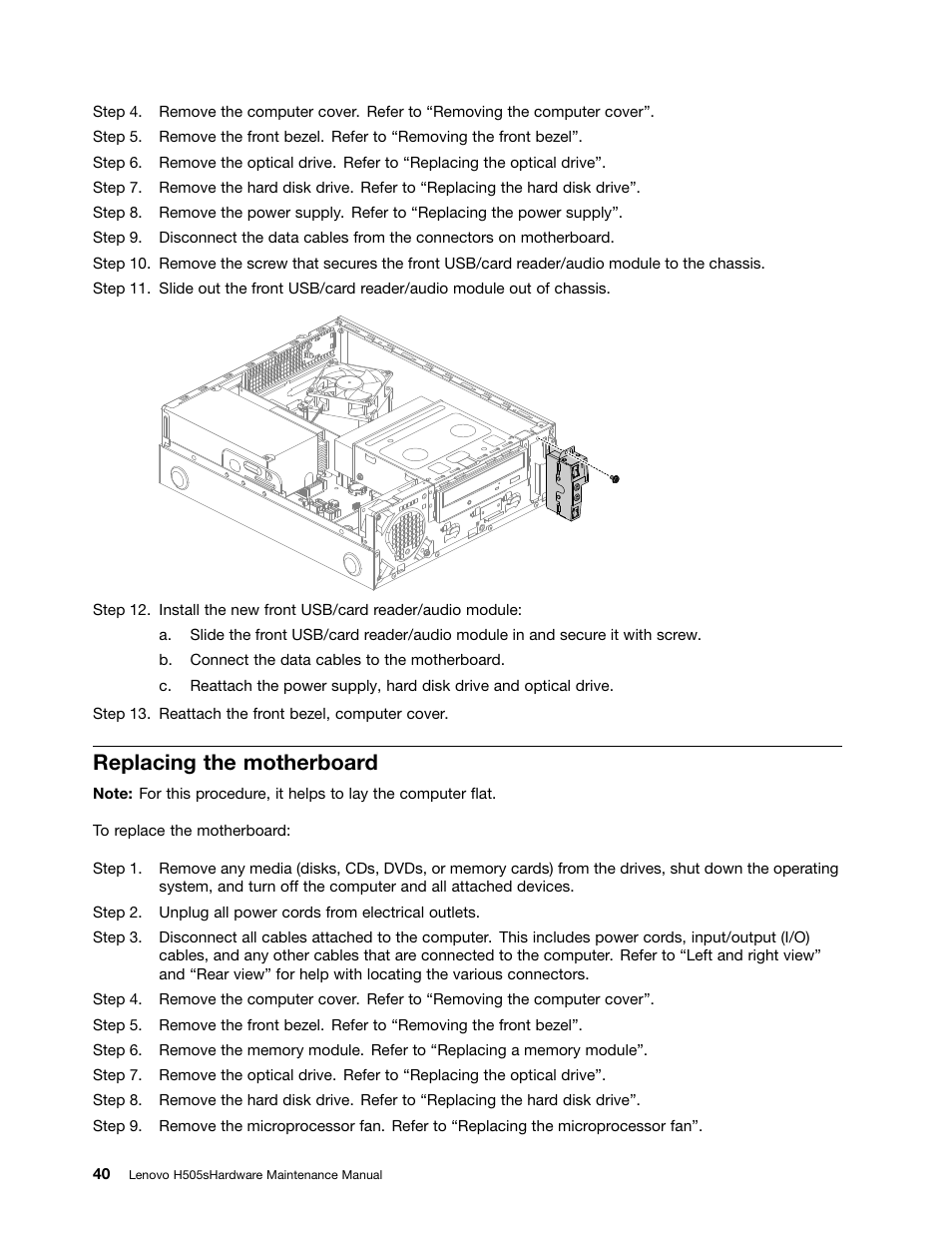 Replacing the motherboard | Lenovo H505s Desktop User Manual | Page 46 / 49