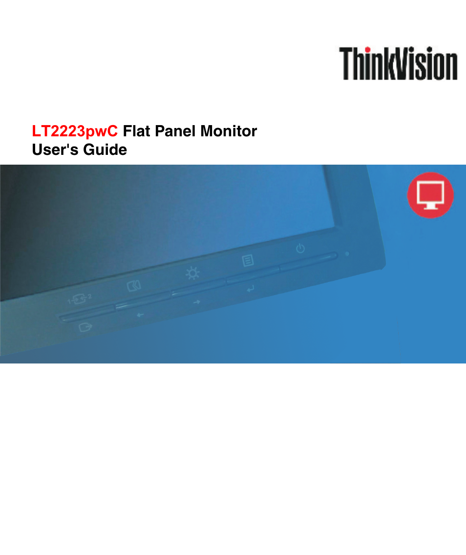 Lenovo ThinkVision LT2223p 21.5in LCD Monitor User Manual | 41 pages