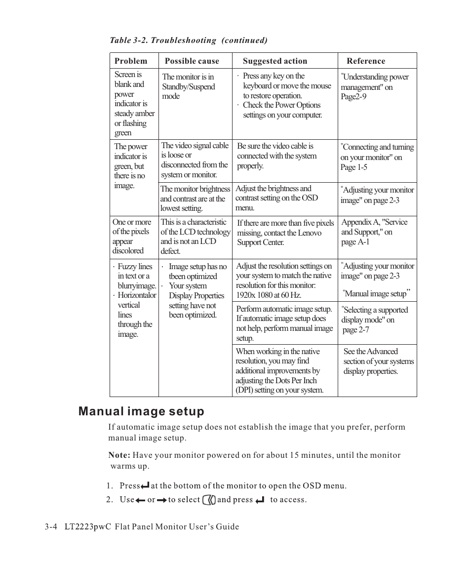 Manual image setup | Lenovo ThinkVision LT2223p 21.5in LCD Monitor User Manual | Page 27 / 41