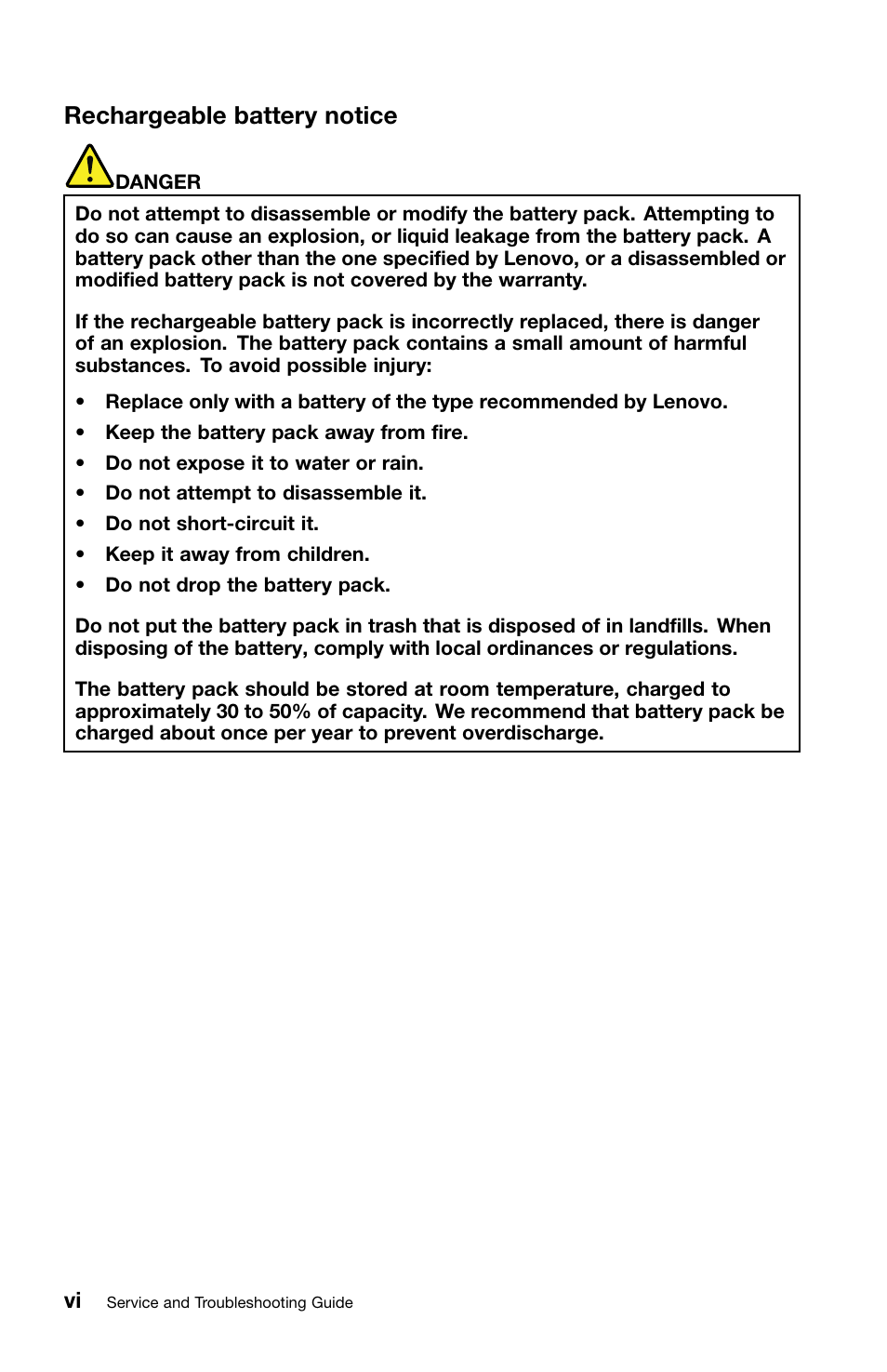 Rechargeable battery notice | Lenovo ThinkPad Edge E50 User Manual | Page 8 / 40