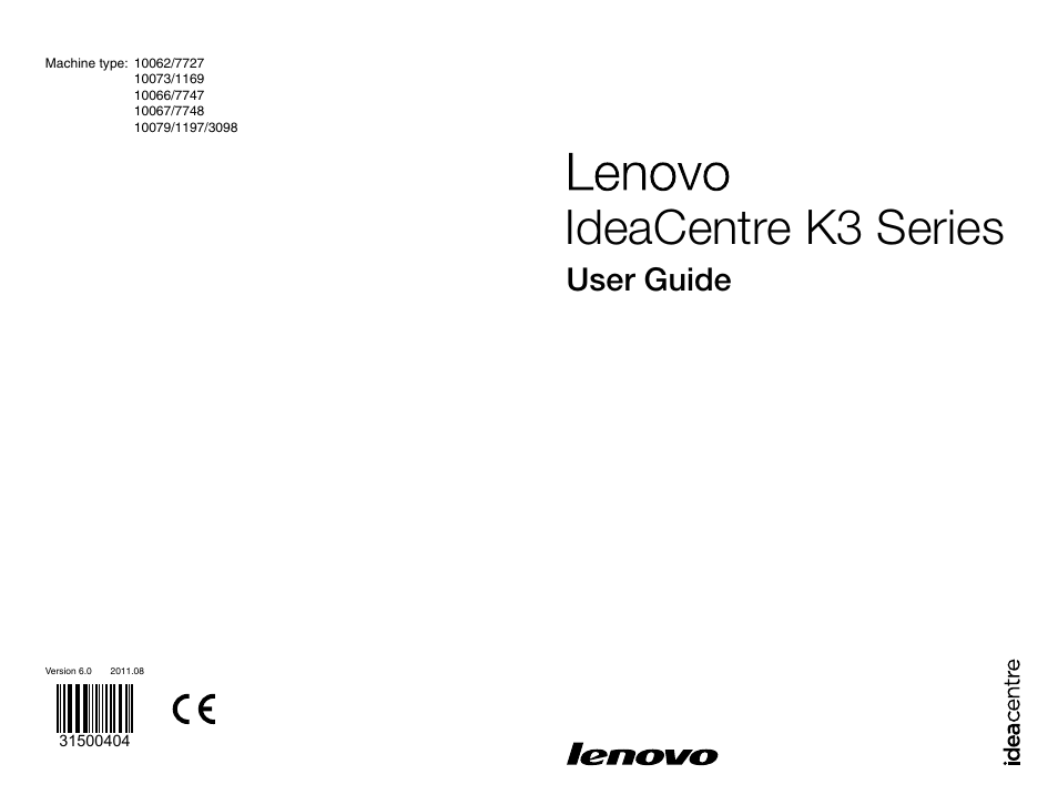 Lenovo IdeaCentre K315 User Manual | 39 pages