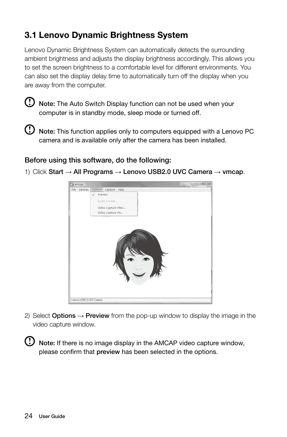 1 lenovo dynamic brightness system | Lenovo IdeaCentre K315 User Manual | Page 29 / 39