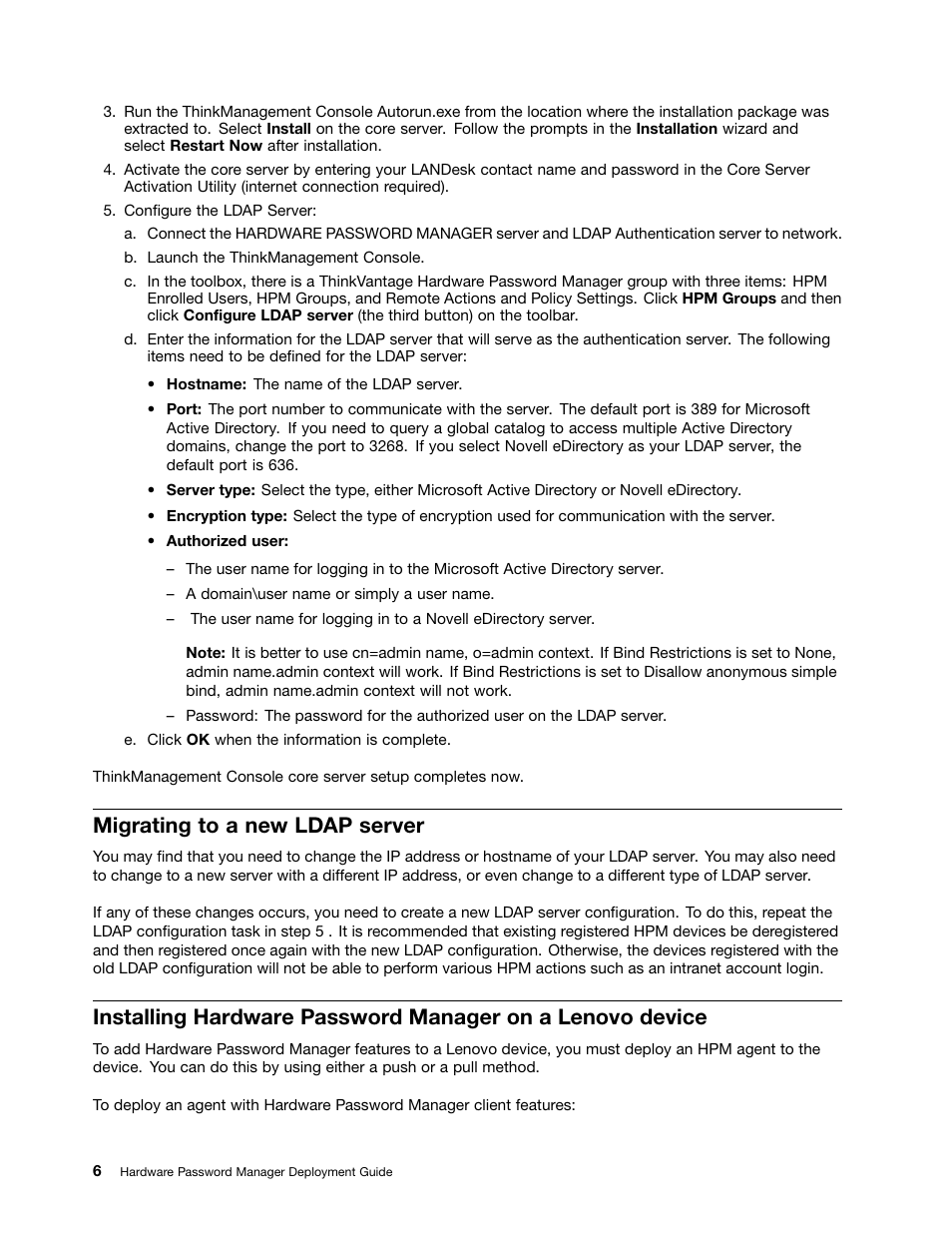 Migrating to a new ldap server | Lenovo ThinkVantage (Hardware Password Manager Deployment Guide) User Manual | Page 14 / 60