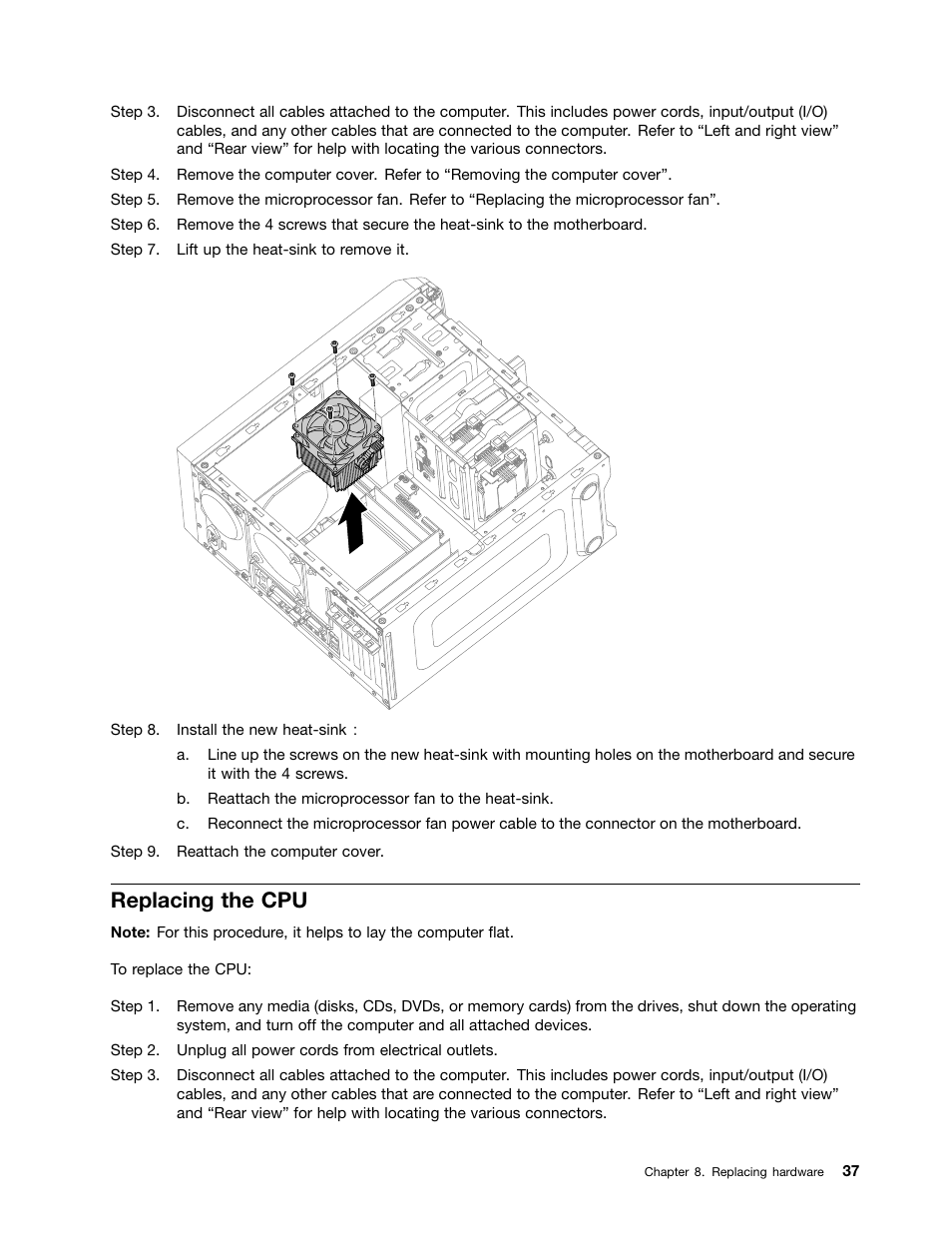 Replacing the cpu | Lenovo IdeaCentre K430 User Manual | Page 43 / 57