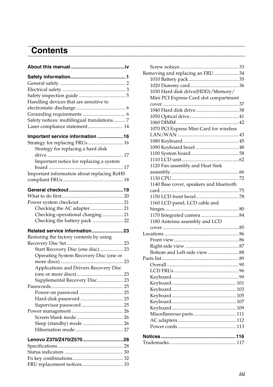 Lenovo IdeaPad Z570 User Manual | Page 3 / 120