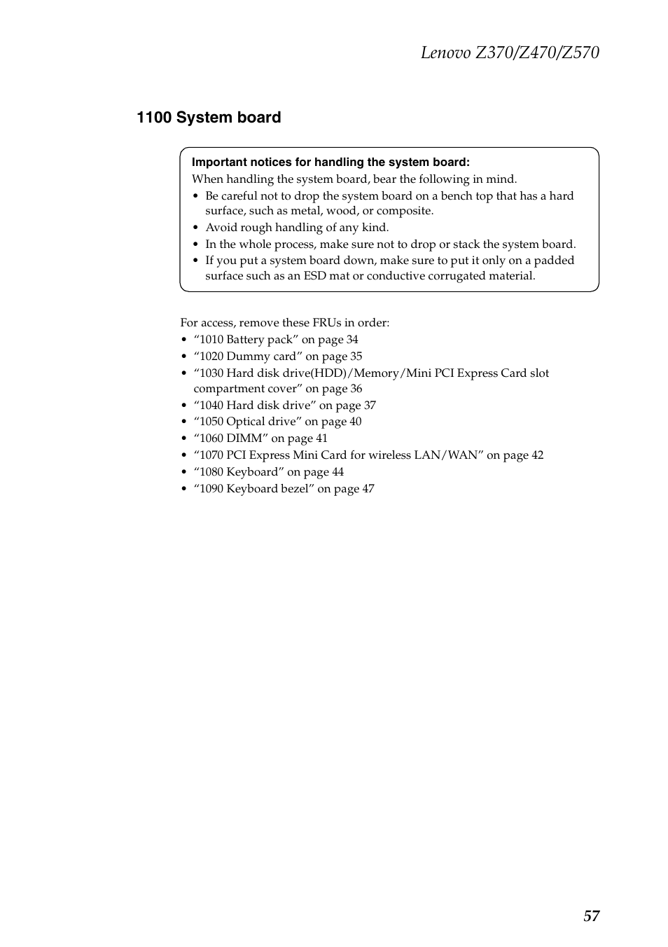 1100 system board | Lenovo IdeaPad Z570 User Manual | Page 61 / 120