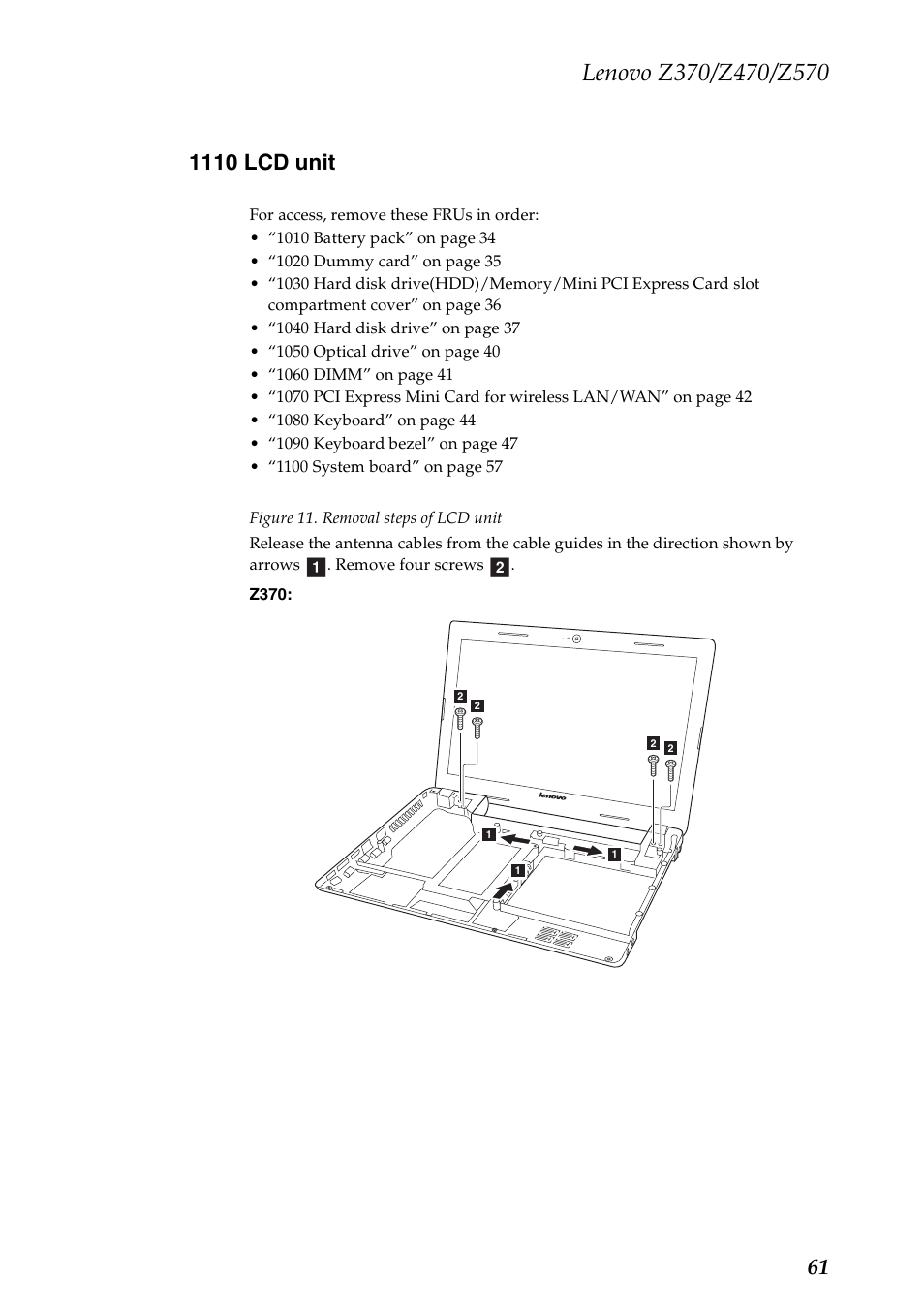 1110 lcd unit | Lenovo IdeaPad Z570 User Manual | Page 65 / 120