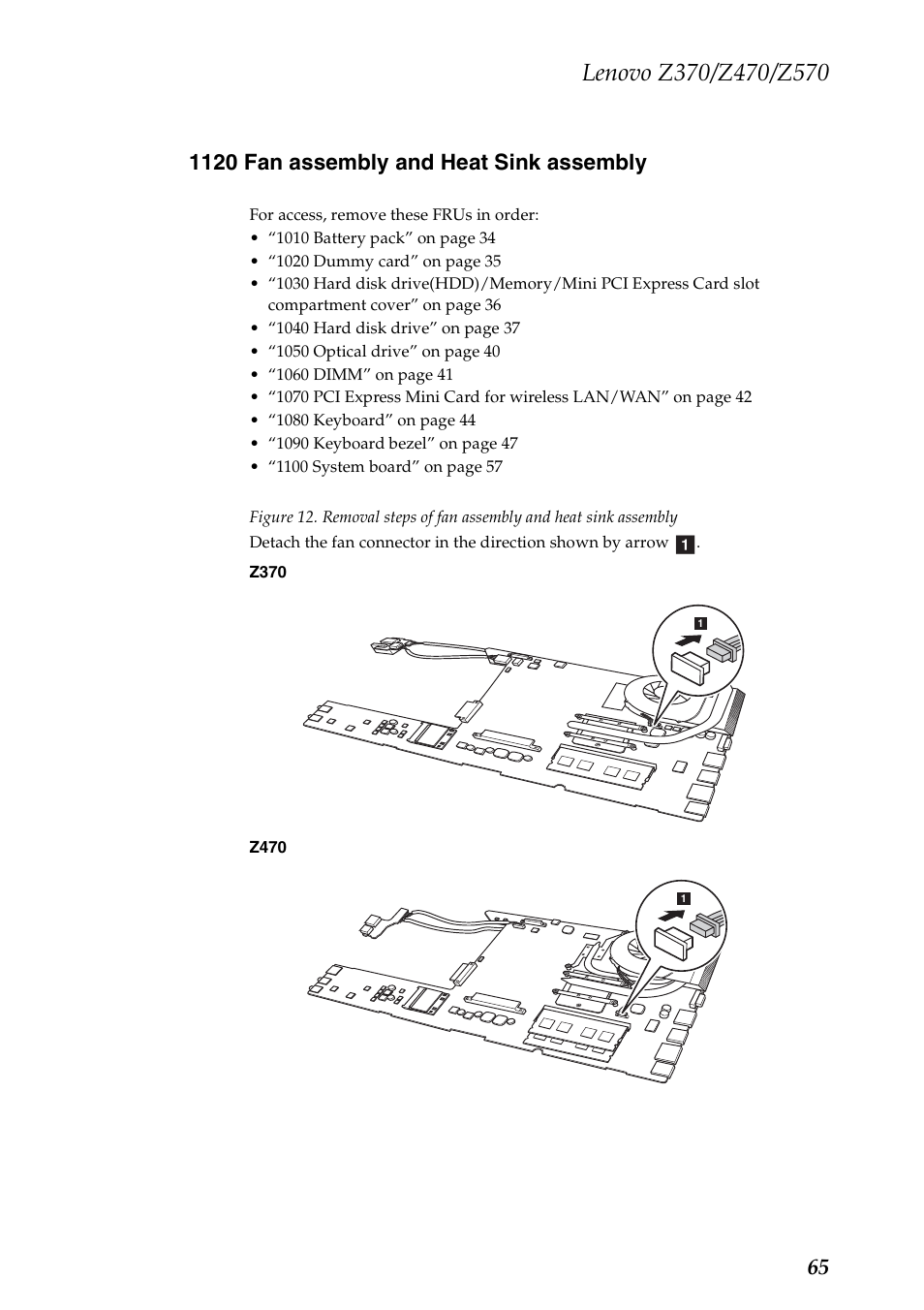 1120 fan assembly and heat sink assembly | Lenovo IdeaPad Z570 User Manual | Page 69 / 120