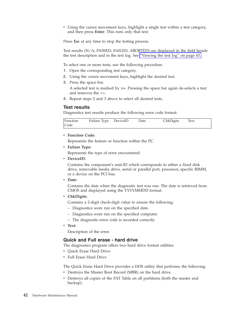 Test results, Quick and full erase - hard drive, Test | Results, Quick, Full, Erase, Hard, Drive | Lenovo Secure Managed Client User Manual | Page 48 / 100