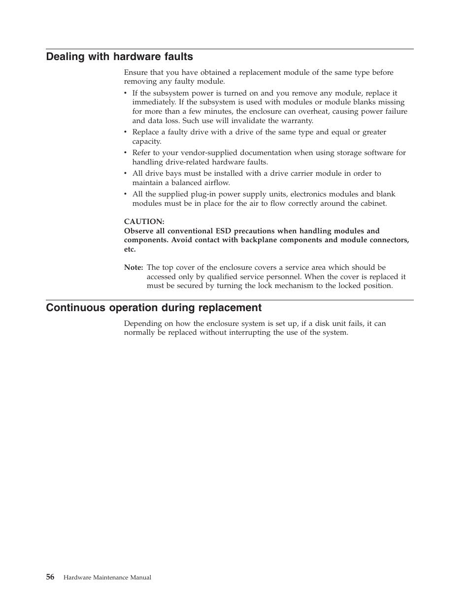 Dealing with hardware faults, Continuous operation during replacement, Dealing | With, Hardware, Faults, Continuous, Operation, During, Replacement | Lenovo Secure Managed Client User Manual | Page 62 / 100