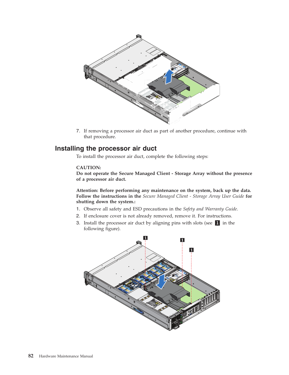 Installing the processor air duct, Installing, Processor | Duct | Lenovo Secure Managed Client User Manual | Page 88 / 100
