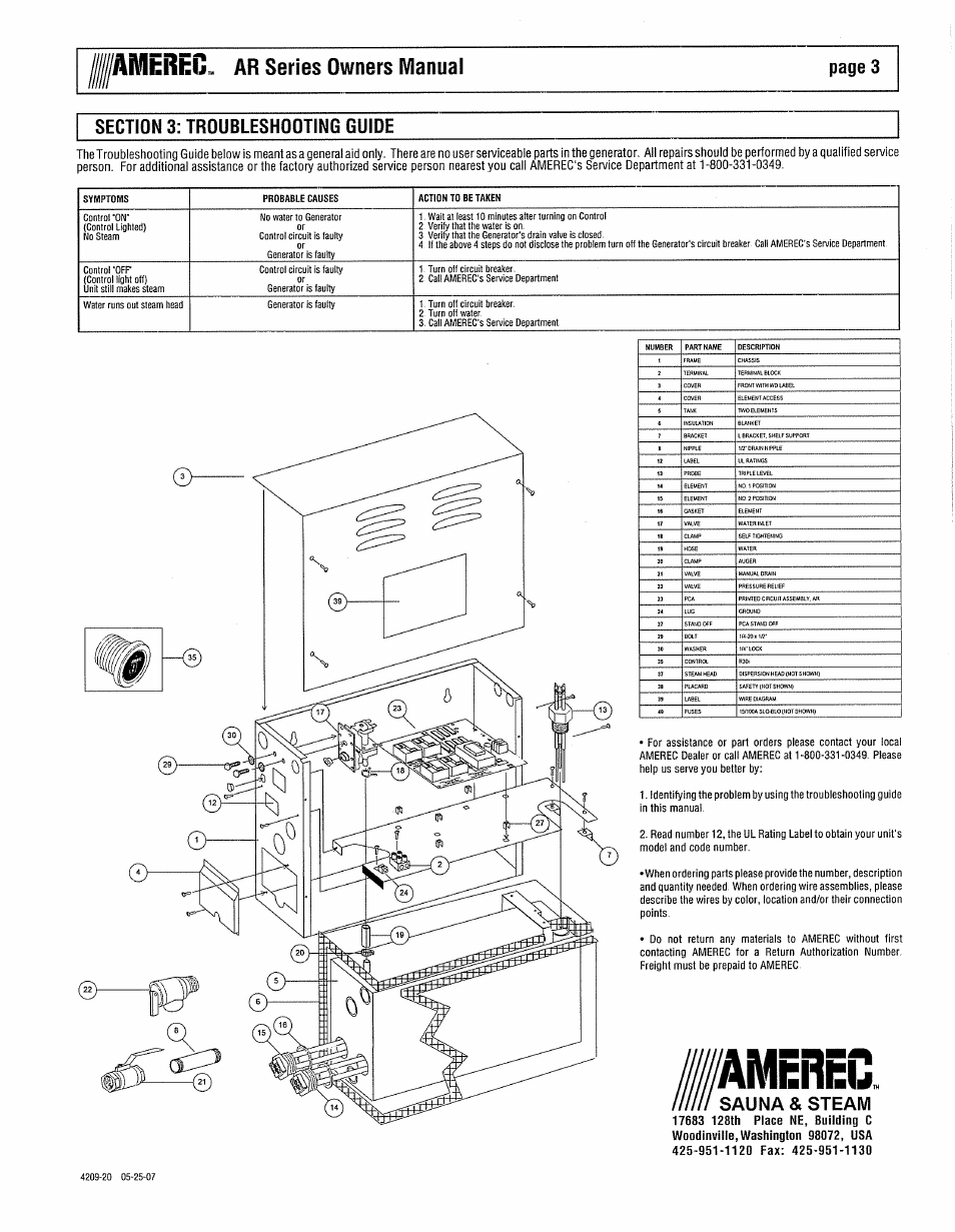 Amerei, Amereg, Ar series owners manual | Sauna & steam | Amerec AR Series User Manual | Page 3 / 3