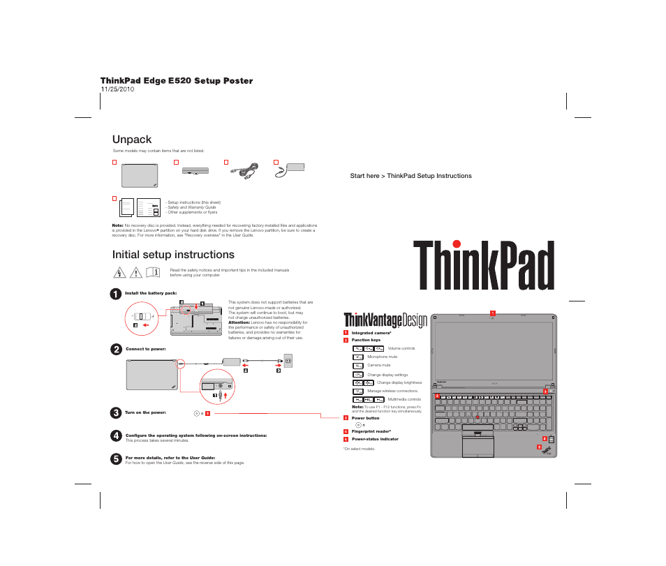 Lenovo ThinkPad Edge E525 User Manual | 2 pages