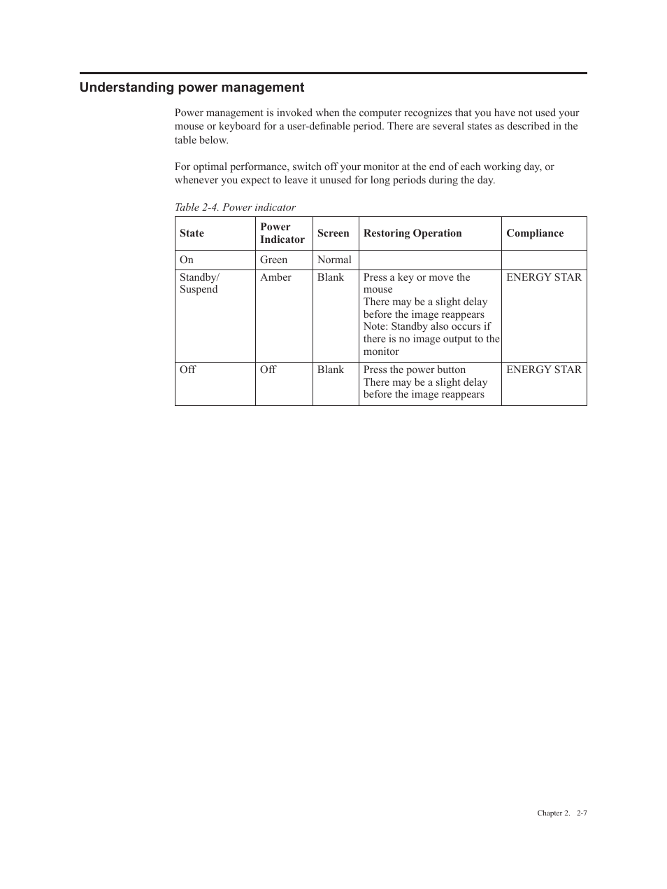 Understanding power management -7 | Lenovo ThinkVision E2223s 21.5-inch FHD WLED Backlit LCD Monitor User Manual | Page 17 / 32
