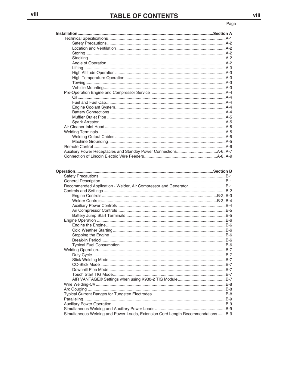 Lincoln Electric AIR VANTAGE IM10065 User Manual | Page 9 / 54