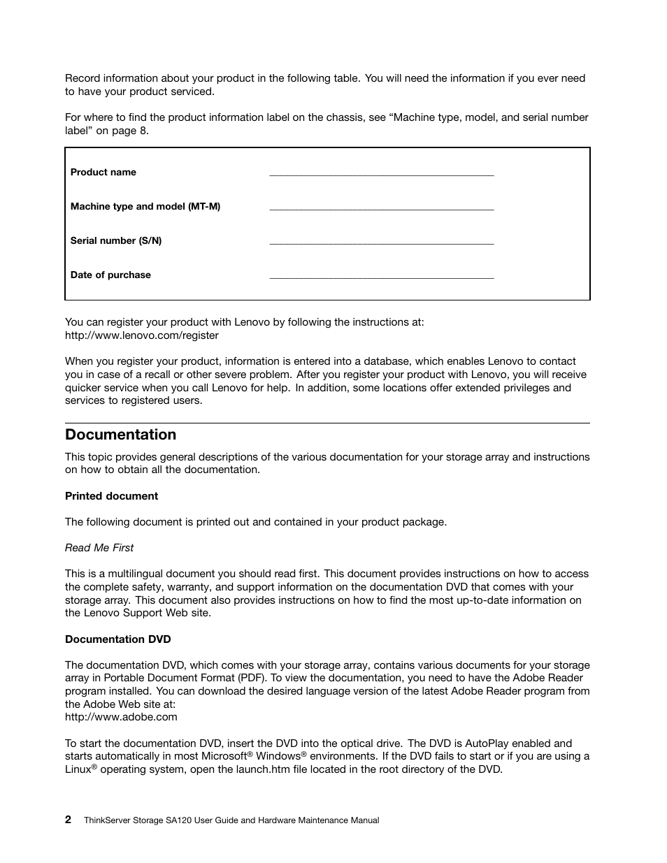 Documentation | Lenovo ThinkServer Storage SA120 User Manual | Page 14 / 96