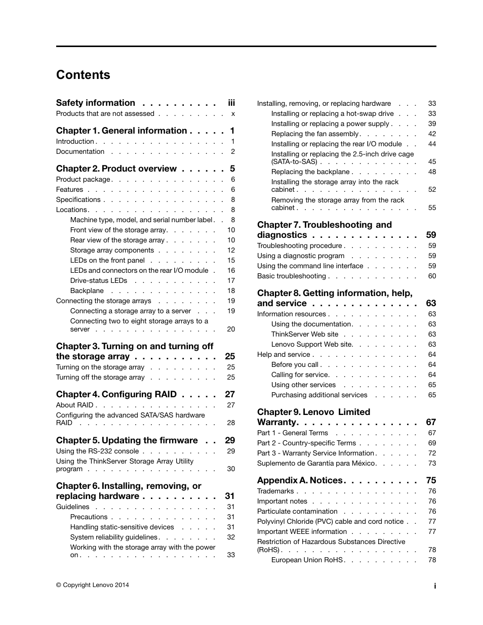 Lenovo ThinkServer Storage SA120 User Manual | Page 3 / 96