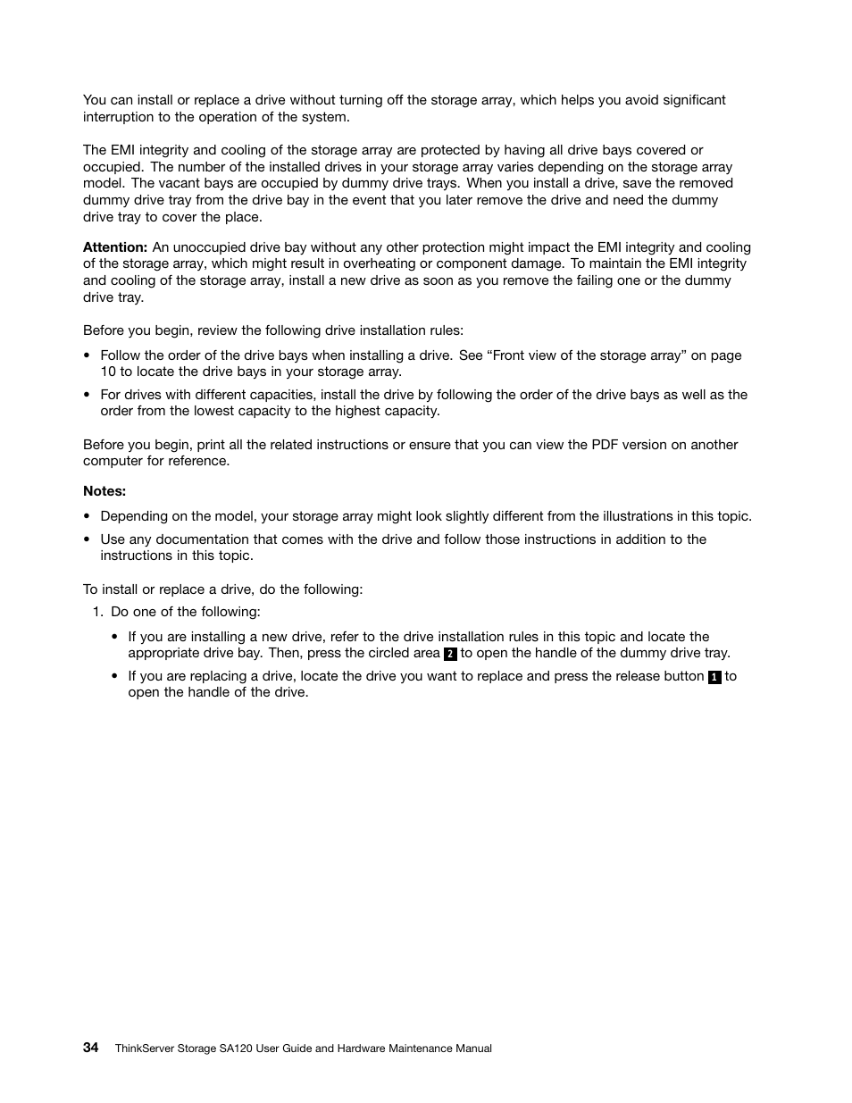 Lenovo ThinkServer Storage SA120 User Manual | Page 46 / 96