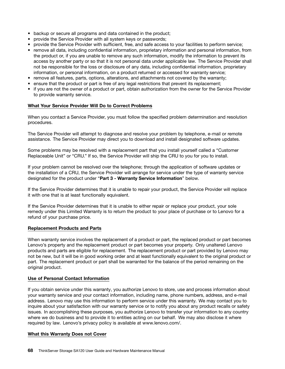 Lenovo ThinkServer Storage SA120 User Manual | Page 80 / 96
