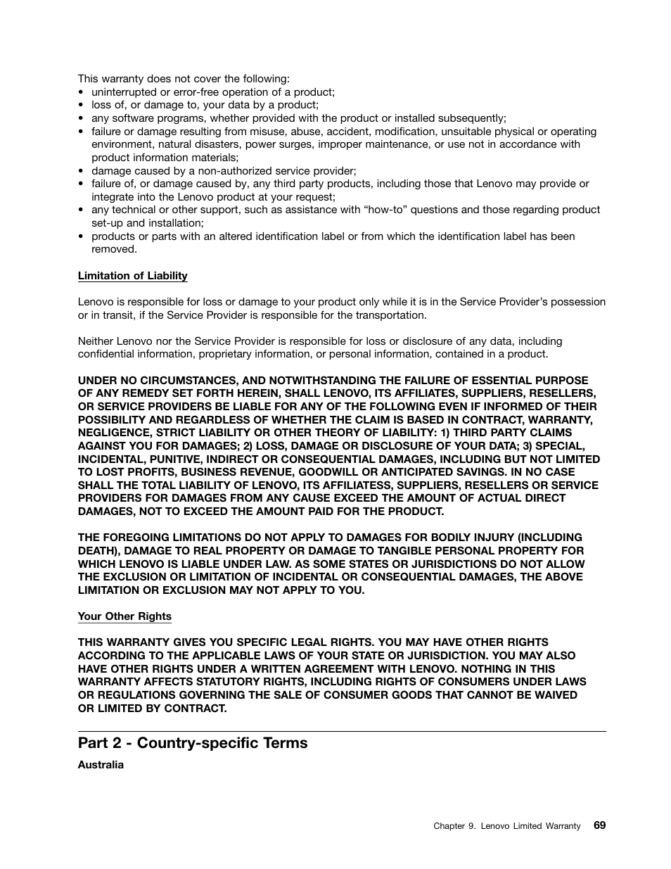 Part 2 - country-specific terms | Lenovo ThinkServer Storage SA120 User Manual | Page 81 / 96
