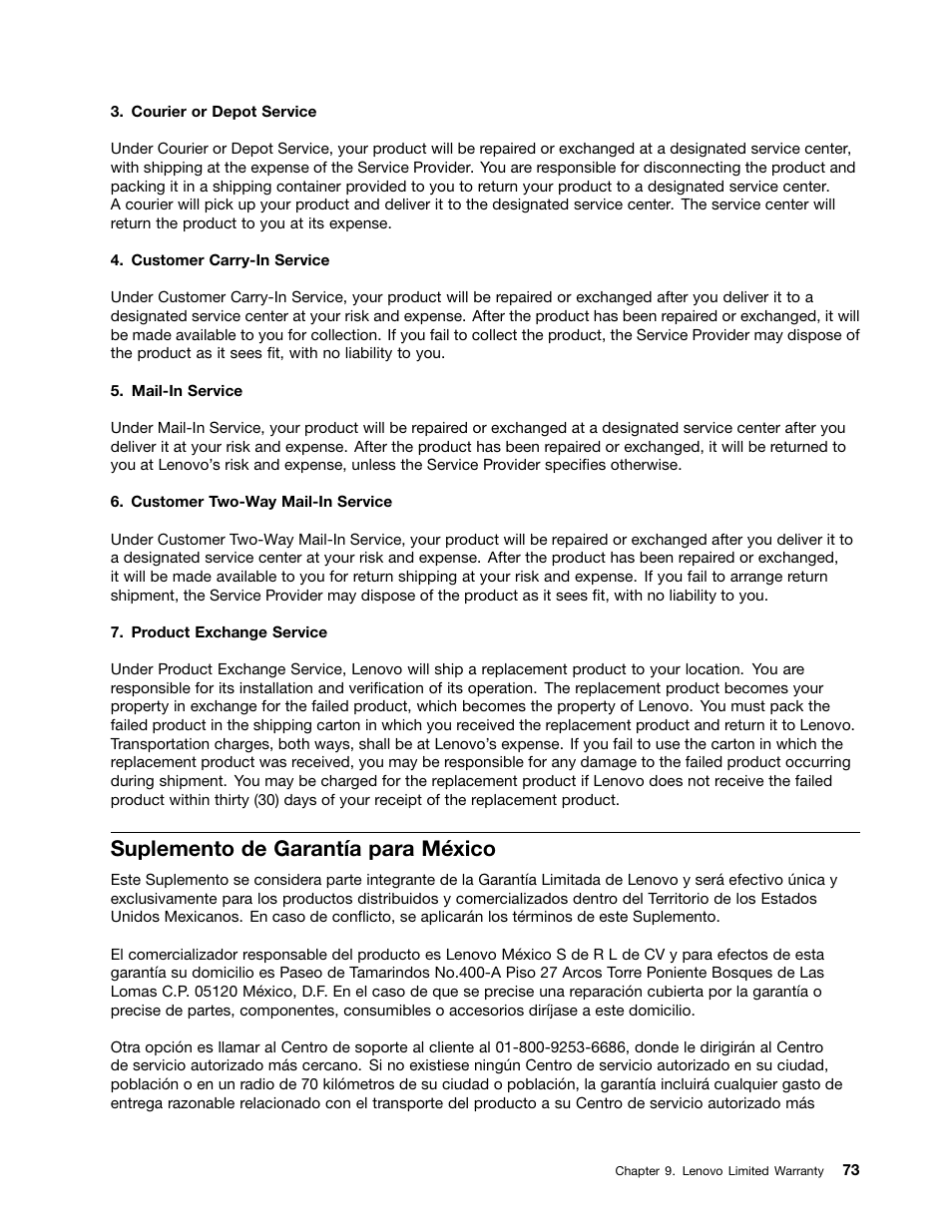 Suplemento de garantía para méxico | Lenovo ThinkServer Storage SA120 User Manual | Page 85 / 96