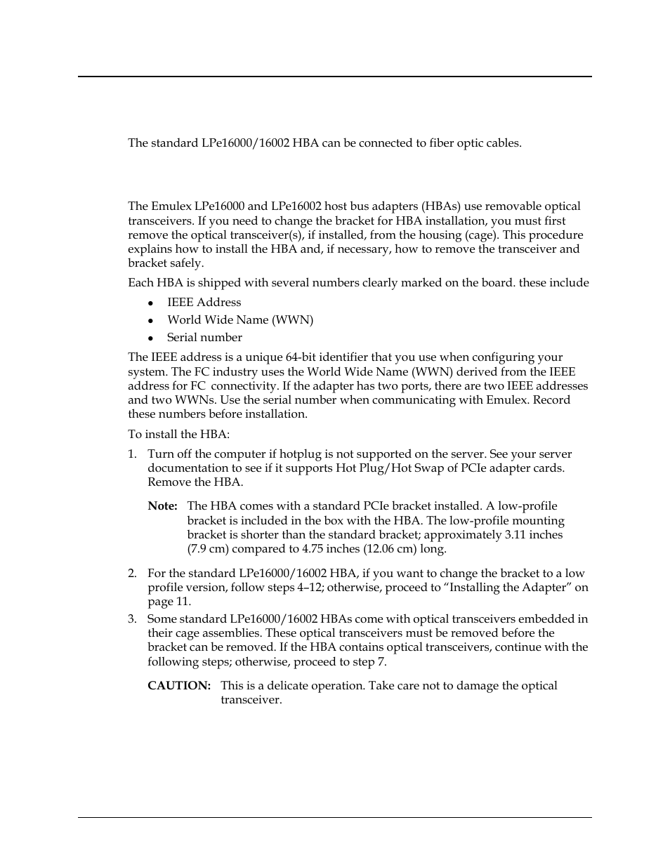 Installation, Preparing the hba for installation | Lenovo ThinkServer TD340 User Manual | Page 9 / 28