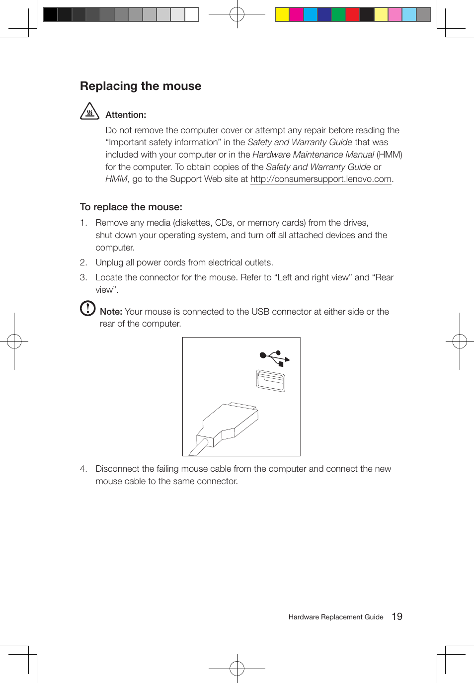 Replacing the mouse | Lenovo IdeaCentre B310 User Manual | Page 22 / 25