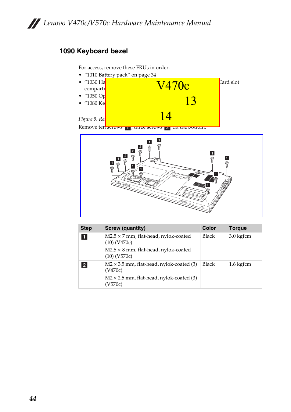 1090 keyboard bezel | Lenovo V470c Notebook User Manual | Page 48 / 95