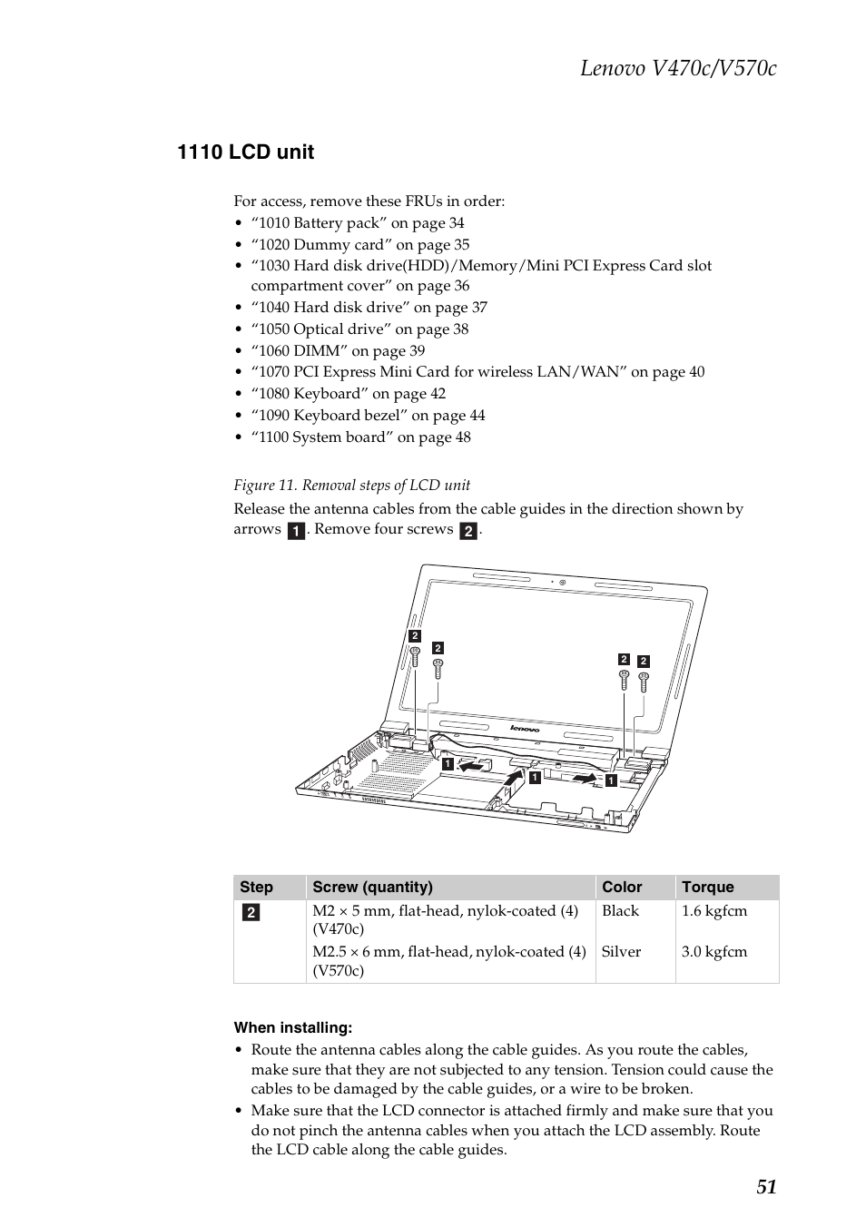 1110 lcd unit | Lenovo V470c Notebook User Manual | Page 55 / 95