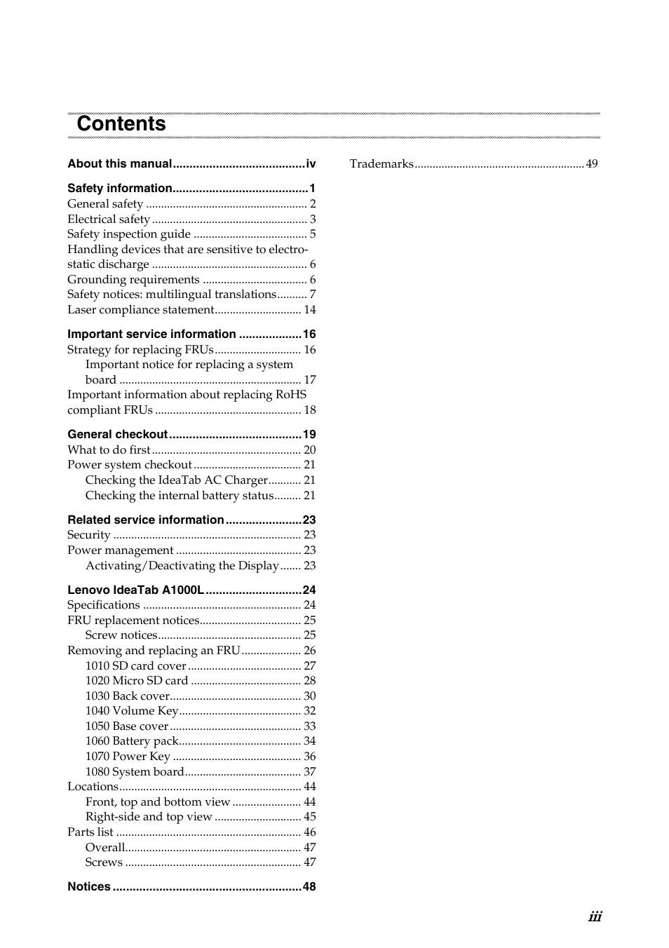 Lenovo A1000L Tablet User Manual | Page 3 / 54