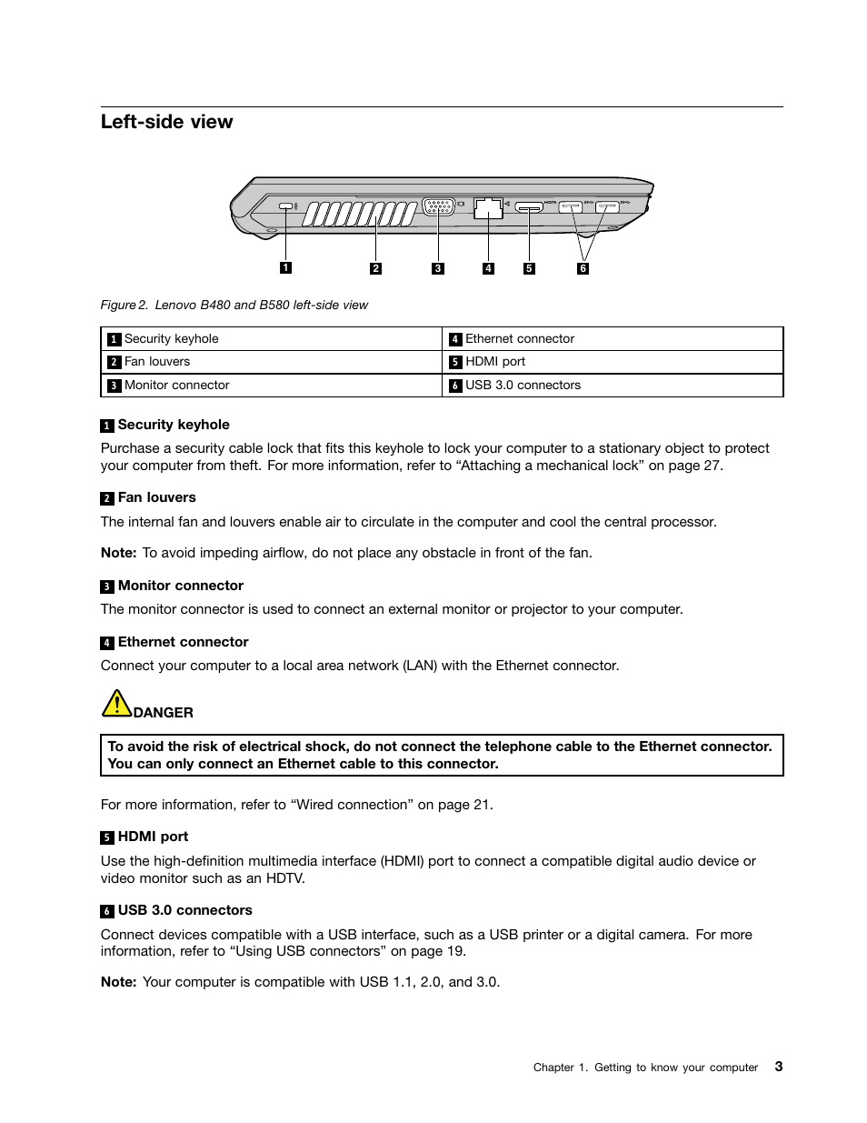 Left-side view | Lenovo B480 Notebook User Manual | Page 17 / 86