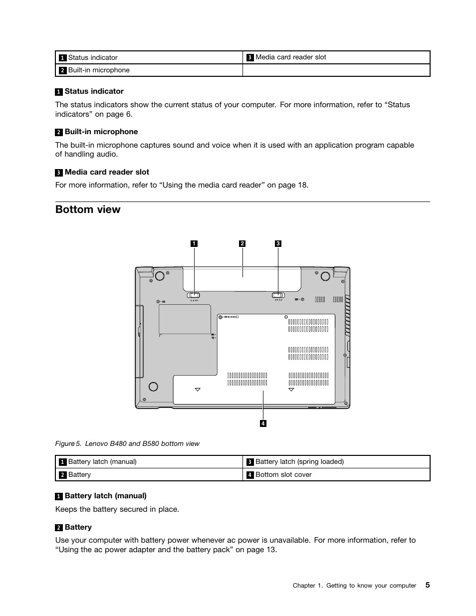 Bottom view | Lenovo B480 Notebook User Manual | Page 19 / 86