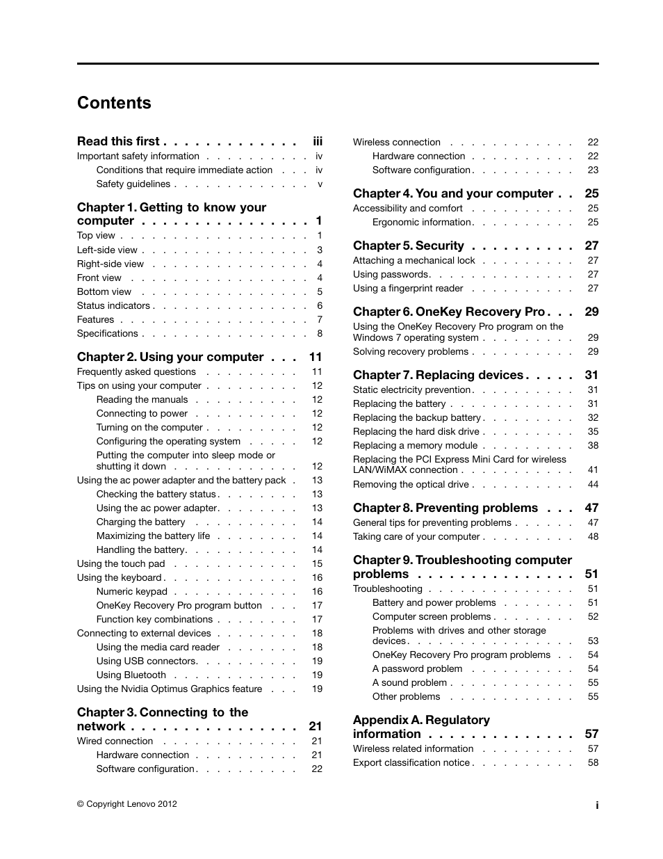 Lenovo B480 Notebook User Manual | Page 3 / 86