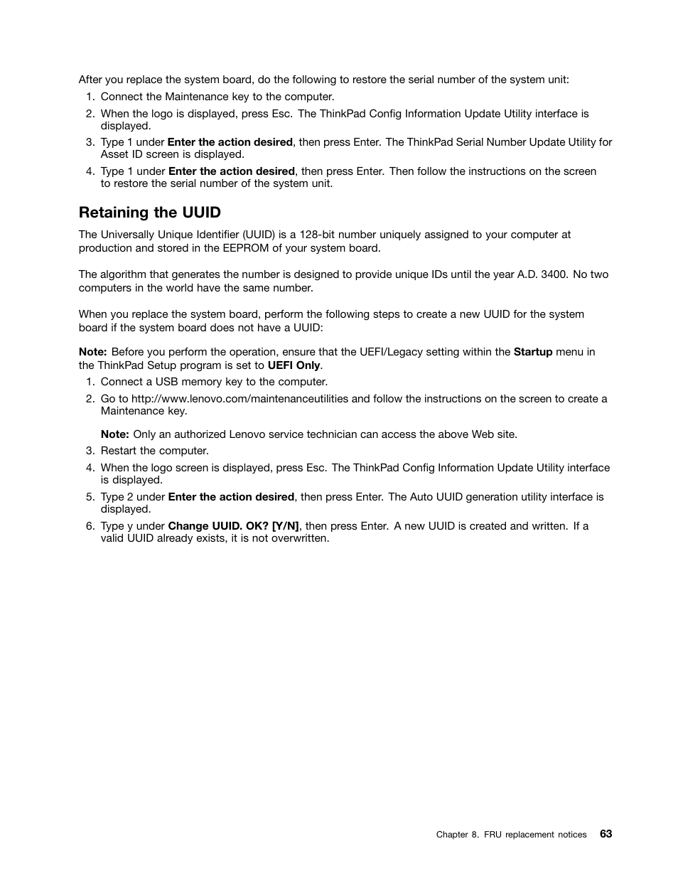 Retaining the uuid | Lenovo ThinkPad E555 User Manual | Page 69 / 108