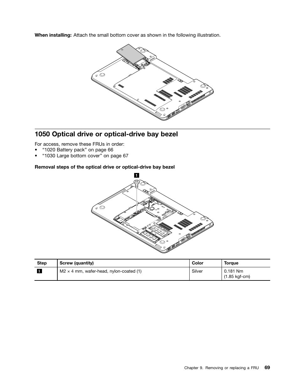 1050 optical drive or optical-drive bay bezel | Lenovo ThinkPad E555 User Manual | Page 75 / 108