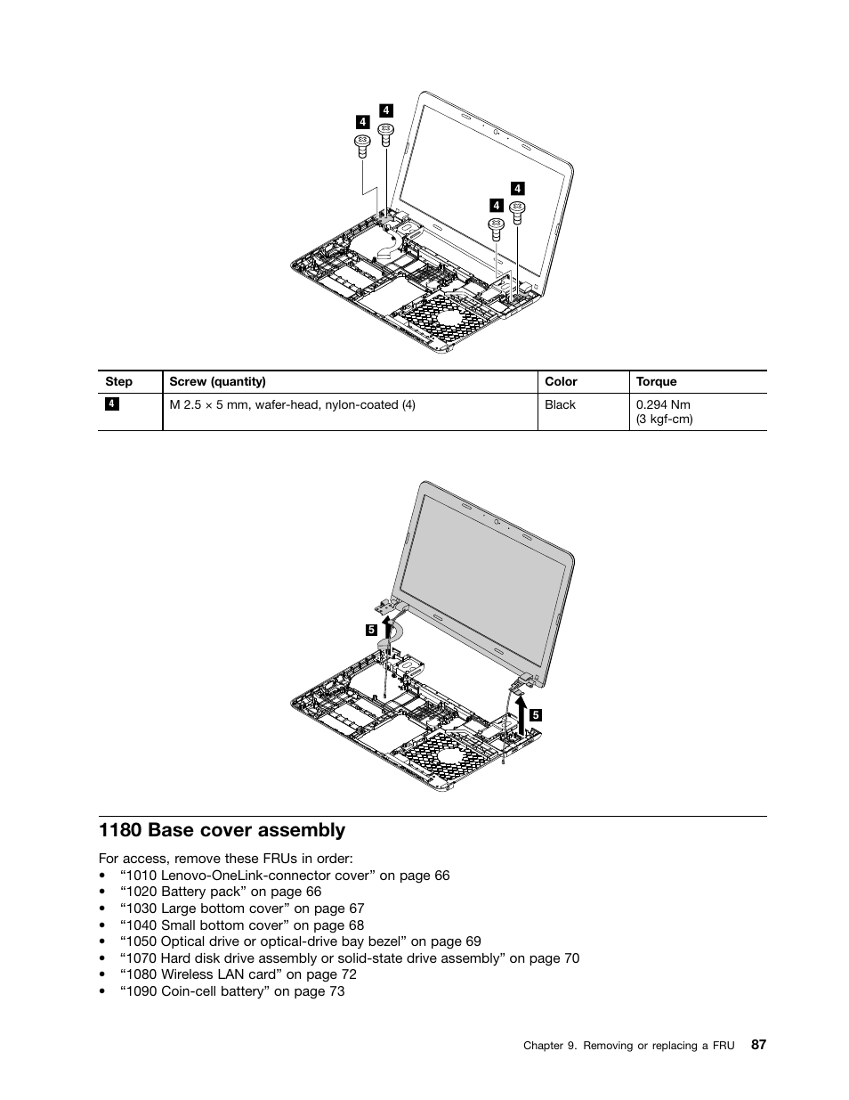 1180 base cover assembly | Lenovo ThinkPad E555 User Manual | Page 93 / 108