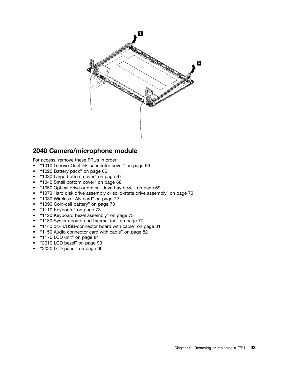 2040 camera/microphone module | Lenovo ThinkPad E555 User Manual | Page 99 / 108