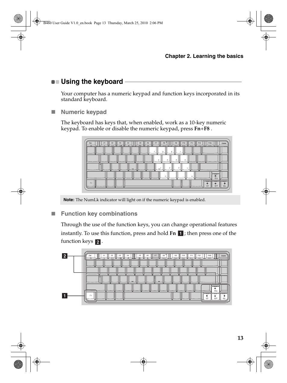 Using the keyboard | Lenovo B460 Notebook User Manual | Page 17 / 60
